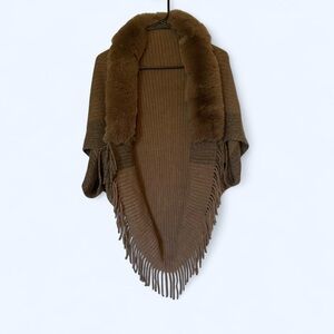 Brown Faux-Fur Poncho